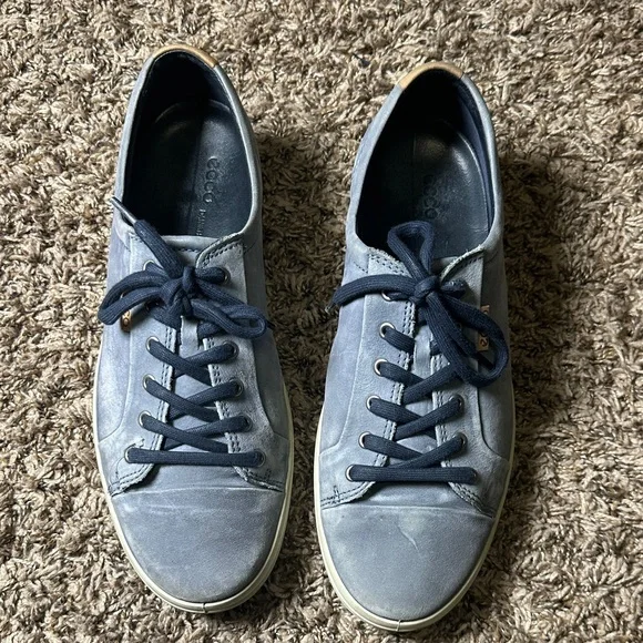 ECCO Danish Design Men's Blue Gray Leather Sneakers Size EU 46 US 12 - Picture 3 of 6